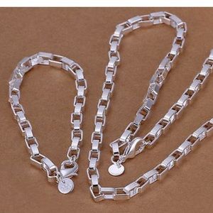 NEW 925 Silver solid Bracelet Necklace set W/M